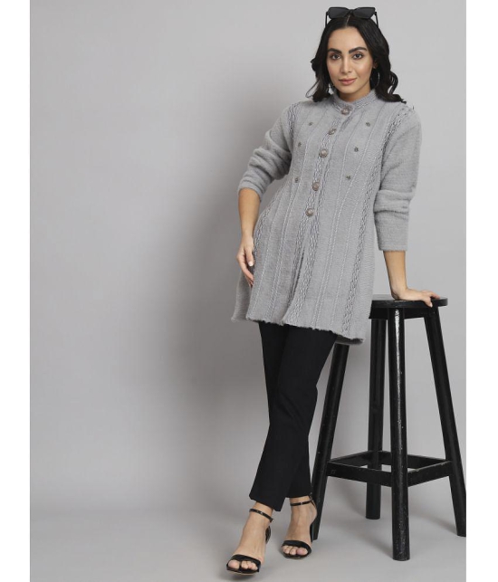 eWools.in Woollen Round Neck Women's Buttoned Cardigans - Grey ( ) - None