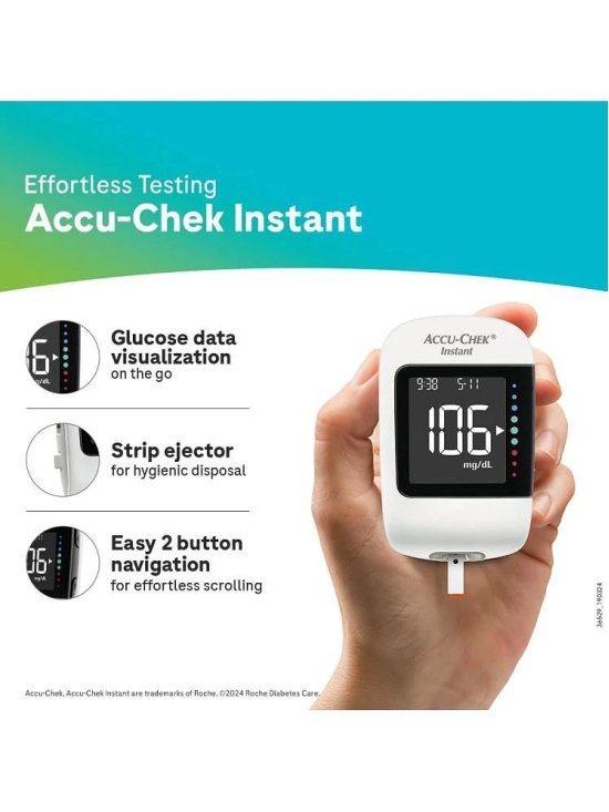 Accu-Chek Instant Blood Glucose Glucometer with Vial of 10 Strips, 10 Lancets & Lancing Device