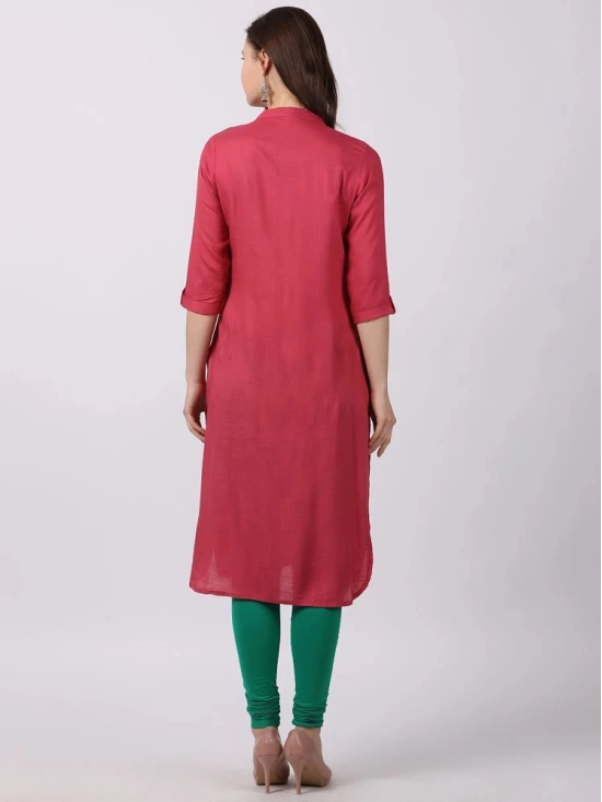 Alena - Pink Rayon Womens Straight Kurti - L