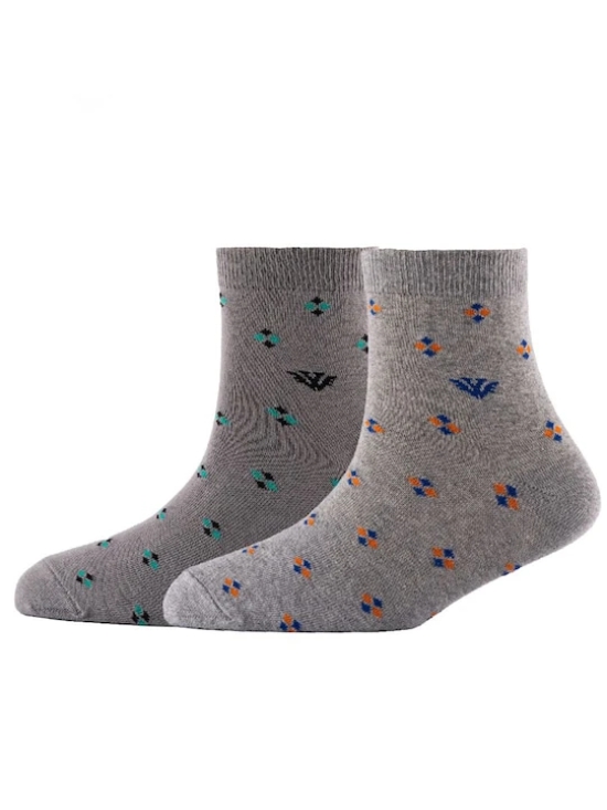 Men Pack Of 2 Patterned Cotton Ankle Length Socks