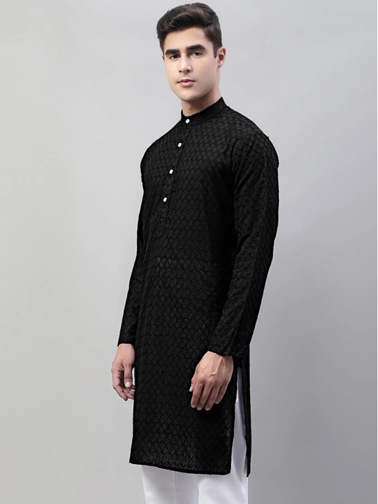 Jompers Men Black Chikan Kurta Only-L / Black