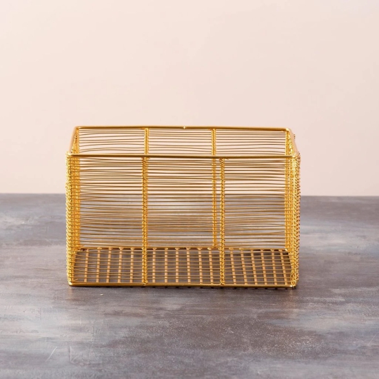 Cache rectangle wire basket in Gold Color