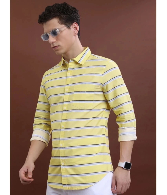 Ketch 100% Cotton Regular Fit Striped Full Sleeves Mens Casual Shirt - Yellow ( Pack of 1 ) - None