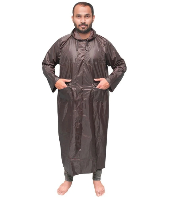 Goodluck Polyester Long Raincoat - Brown - None