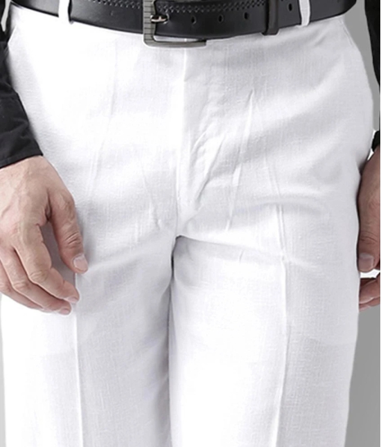 Hangup - White Cotton Blend Regular-Fit Mens Formal Pants ( Pack of 1 ) - None