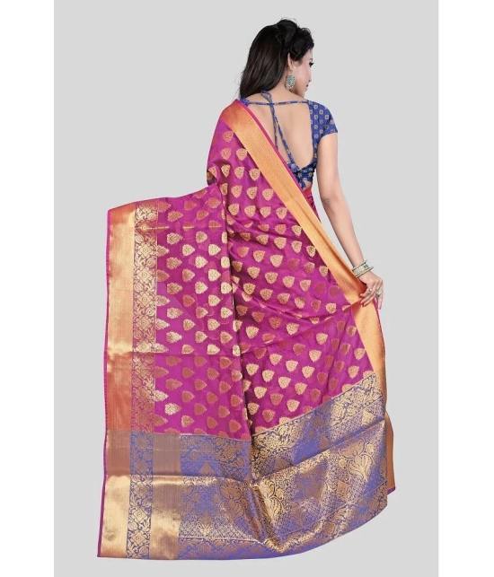 Gazal Fashions - Pink Banarasi Silk Saree With Blouse Piece ( Pack of 1 ) - Pink