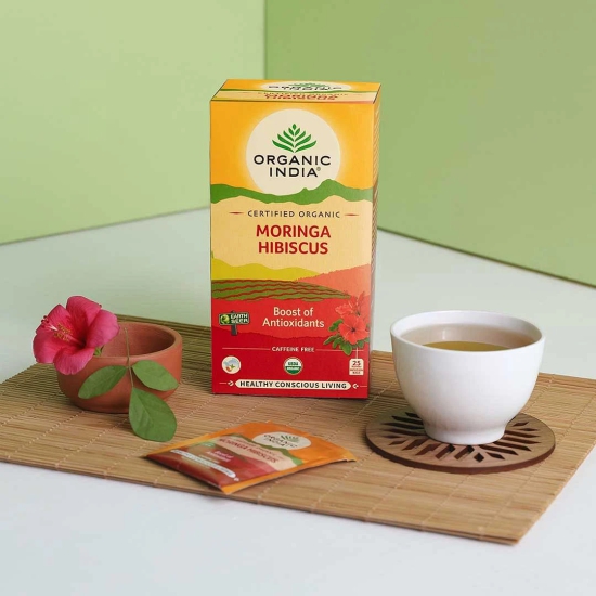 Organic India Moringa Hibiscus 25 Teabags-Organic India Moringa Hibiscus 25 Teabags