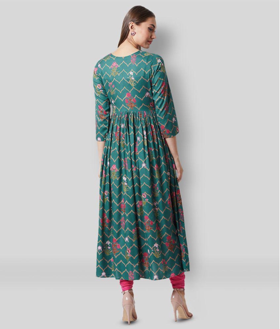 Tissu - Green Rayon Womens Anarkali Kurti ( Pack of 1 ) - XXL