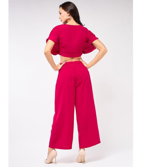 Zima Leto Womens Solid Pleated Top With Matching Pant Set - None