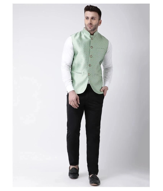 Hangup Green Polyester Blend Nehru Jacket - None