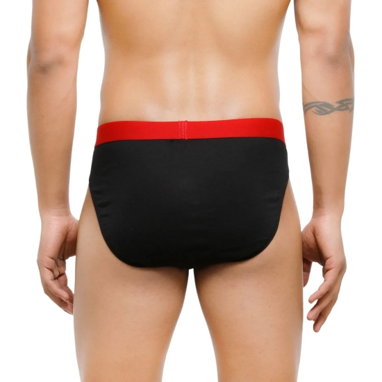 Men's Low-Rise Premia Cotton Briefs With Elasticated Band - Black Black XL