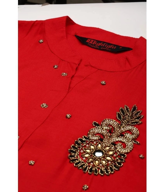 JC4U Red Rayon Straight Kurti - Single - M