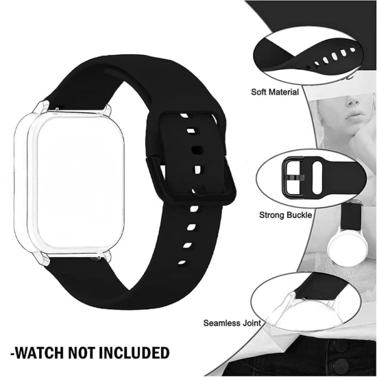 19MM Smart Watch Strap For Compatible With Strap Sillicon Black (Black)