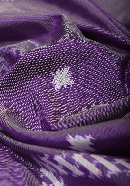 Not found//Amethyst tone Ikkat Patola Kanjivaram Fusion Silk Saree with Panel design and zari border | SILK MARK CERTIFIED