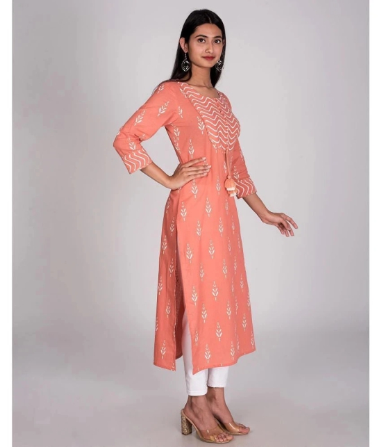 Swasti - Peach Cotton Womens Straight Kurti ( Pack of 1 ) - None