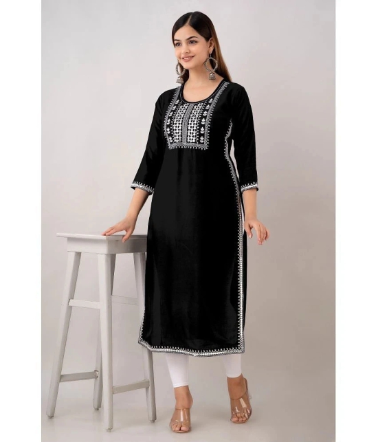 Kapadia - Black Rayon Womens Straight Kurti ( Pack of 1 ) - None