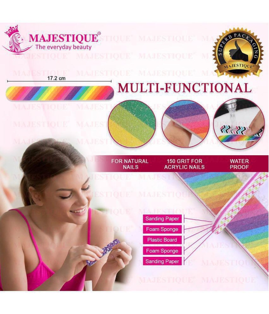 Majestique 3Pcs Double Sides Colorful Nail Filer Set, Washable & Reusable Color May Vary