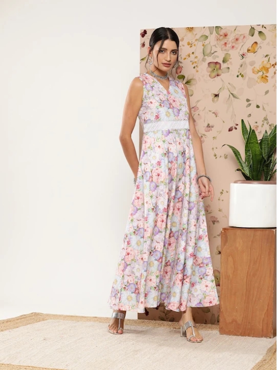 Women Floral Printed Maxi Ethnic Dress