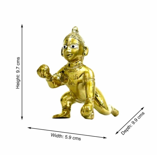 COPPERHOARD Brass Ashta Dhatu Laddu Gopal Kanha Bal Krishna Statue Idol 550 Grams for Home Temple Pooja Mandir