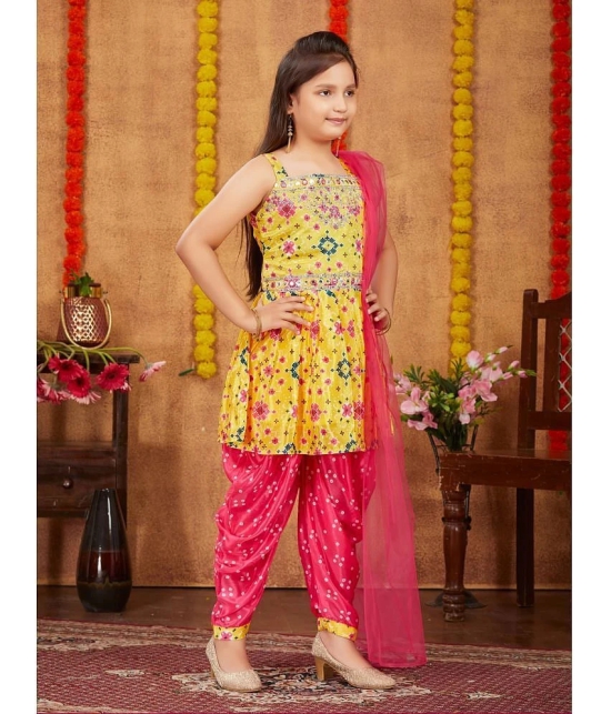 Aarika Yellow Silk Girls Patiala Kurta Set ( Pack of 1 ) - None