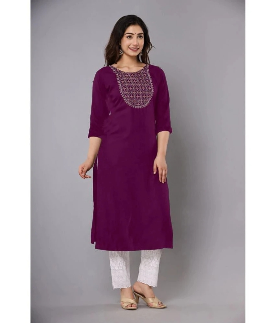 JASH CREATION - Magenta Rayon Womens Straight Kurti ( Pack of 1 ) - None