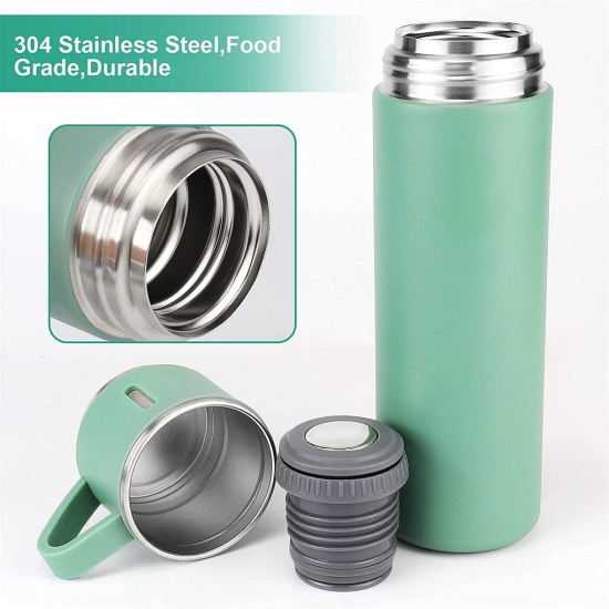 Ia Wow Store Stainless Steel Vacuum Flask Set with 3 Steel Cups Combo for Coffee Hot Drink and Cold Water Flask Ideal Gifting Travel Friendly Latest Flask Bottle. (500ml)