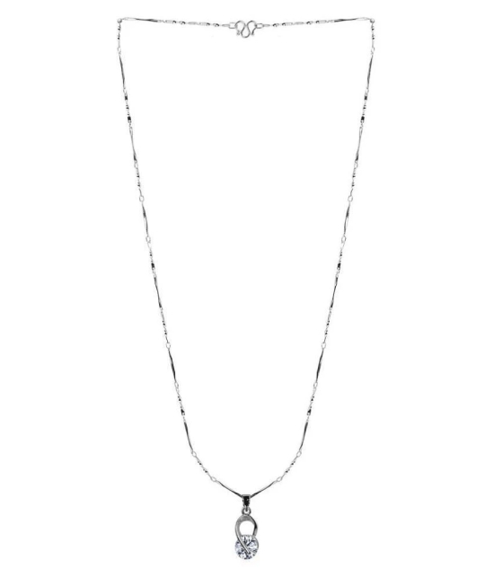 Silver Shine Silver Plated Chain With Elegant Shape Solitaire Diamond Pendant For Women - Golden