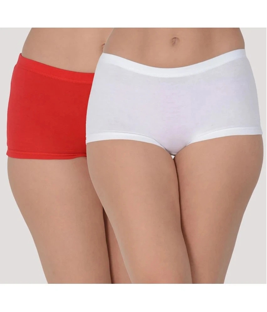 Leading Lady - Red Cotton Solid Womens Boy Shorts ( Pack of 2 ) - None