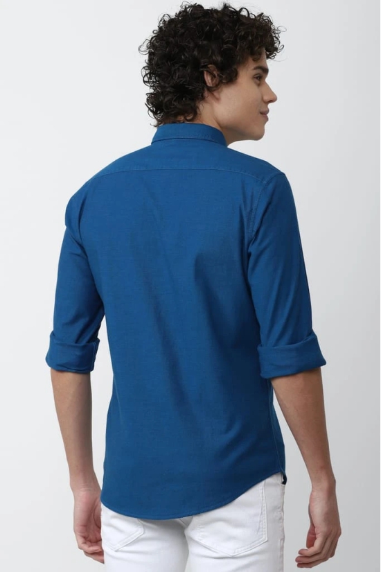 Men Blue Super Slim Fit Solid Full Sleeves Casual Shirt