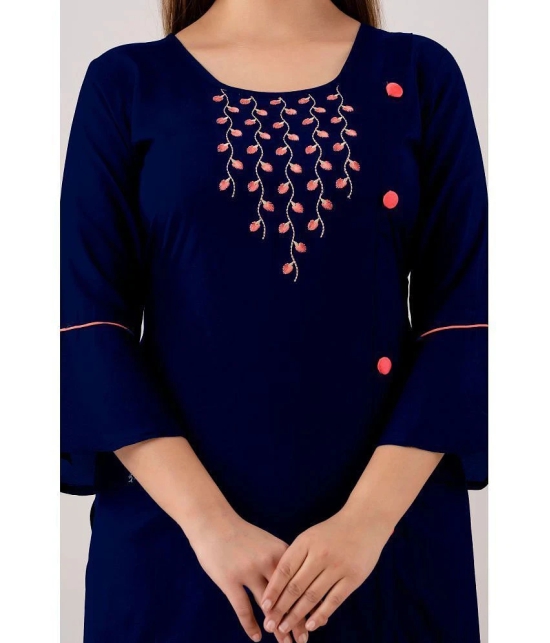 Kapadia - Navy Blue Rayon Womens Straight Kurti ( Pack of 1 ) - None