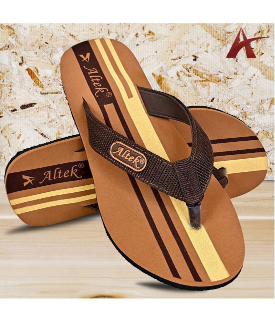 Altek - Brown Mens Thong Flip Flop - None