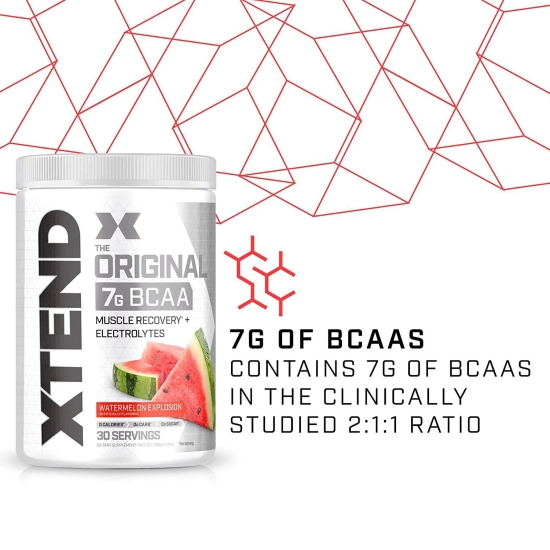 Xtend Original BCAA Powder (Watermelon Explosion) - Sugar Free Workout Muscle Recovery Drink with 7g BCAA, | Amino Acid Supplement with L Glutamine & Electrolytes - 375 Gms (30 Servings)