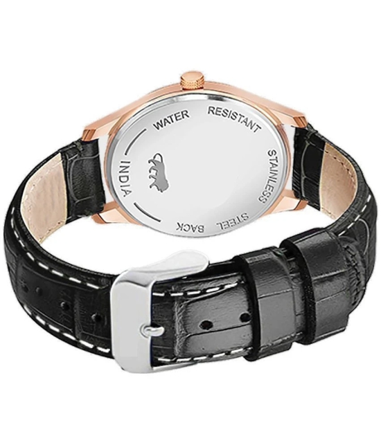 DoubleRun Black Leather Analog Mens Watch