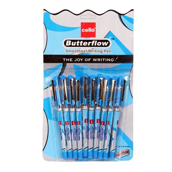 Cello Butterflow Ball Pen Blue, 10 Pcs