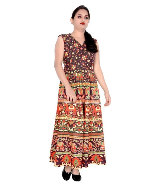 Sttoffa - Brown Cotton Womens Flared Kurti - XXL