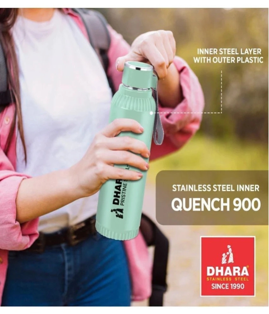 Dhara Stainless Steel Green Stainless Steel Water Bottle 700 mL ( Set of 2 ) - Green