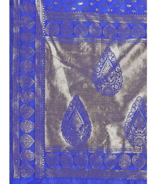 LEELAVATI Banarasi Silk Embellished Saree With Blouse Piece - Blue ( Pack of 1 ) - Blue