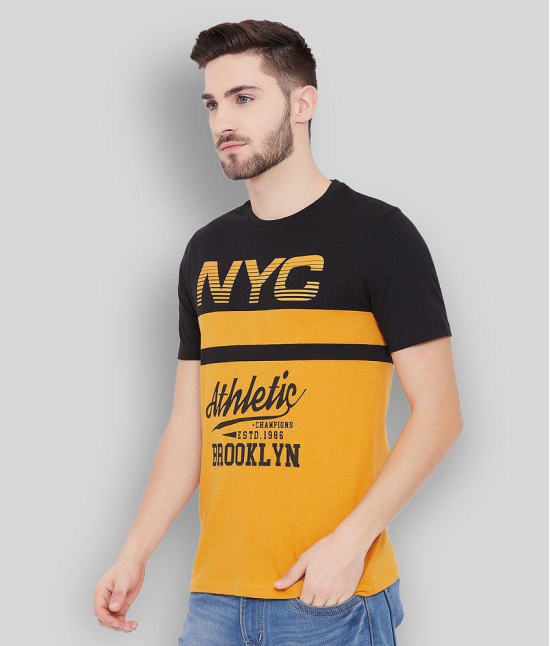 AUSTIN WOOD - Yellow Cotton Blend Regular Fit  Mens T-Shirt ( Pack of 1 ) - None