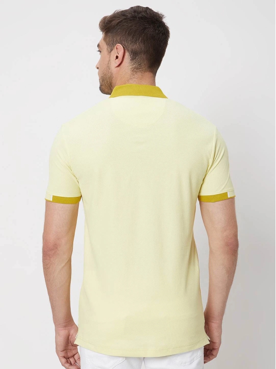 Light Yellow Detail Plain Slim Fit Mini Popcorn T-Shirt