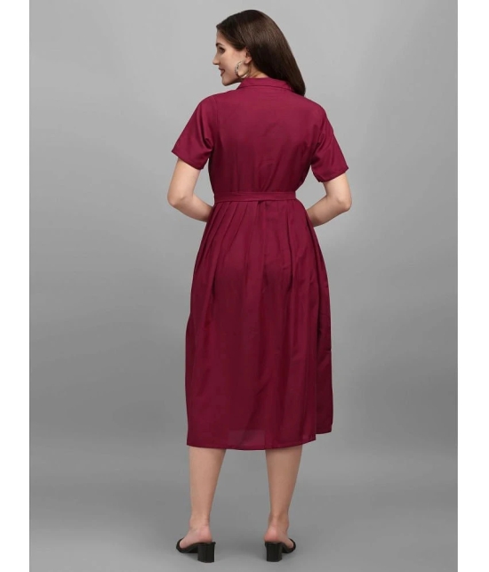 gufrina Rayon Solid Midi Womens Fit & Flare Dress - Maroon ( Pack of 1 ) - None