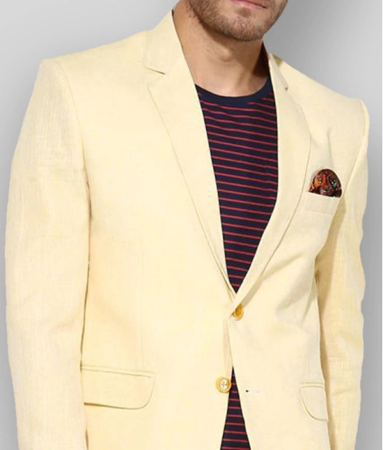 Hangup - Yellow Linen Regular Fit Mens Blazer ( Pack of 1 ) - 46