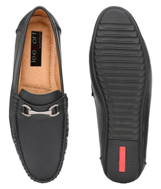 Leeport - Black Mens Horsebit loafers - 7