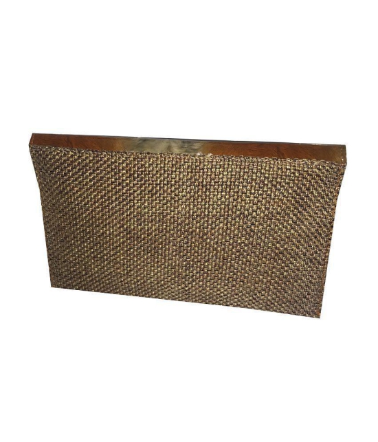 Apnav Golden Jute Clutch With Sling Chain