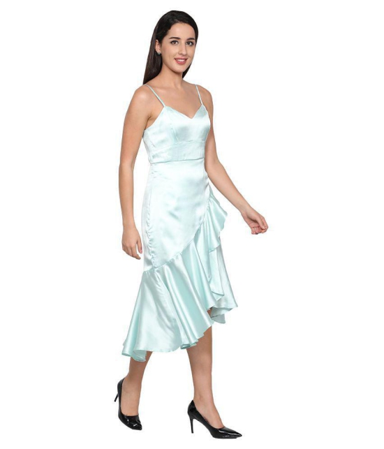 NUEVOSDAMAS Satin Green A- line Dress - Single - M