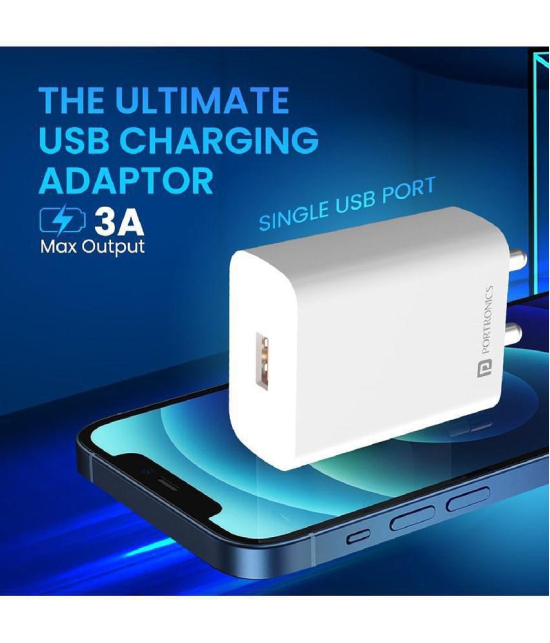 Portronics Type C 3A Wall Charger - White