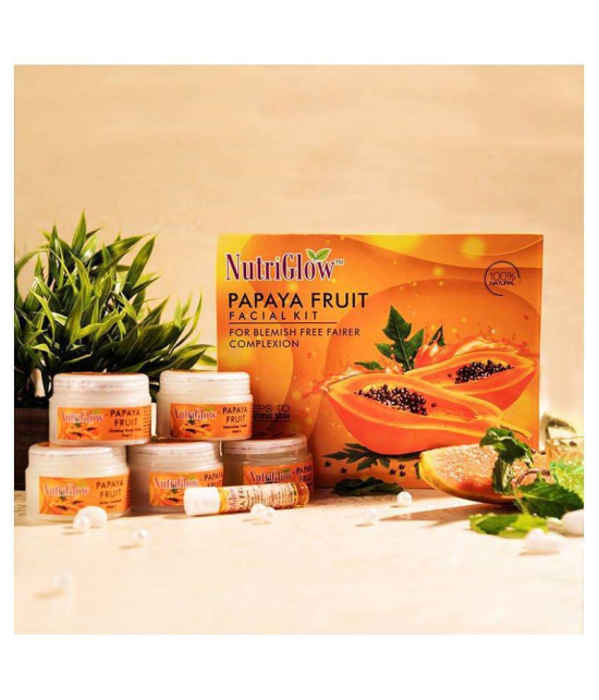 Nutriglow Papaya Fruit Facial Kit For Blemish Free Fairer Complexion(260 gm) With 5 in 1 Face Rotating Massager