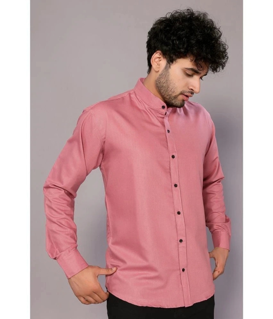 Anand Cotton Blend Regular Fit Solids Full Sleeves Mens Casual Shirt - Peach ( Pack of 1 ) - None