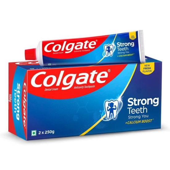 Colgate Strong Teeth, 500g, SUPER SAVER (250g X 2),Dental Cream, Anticavity Tooth Paste