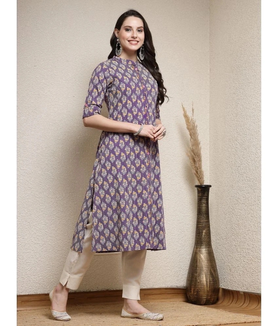 Stylum Rayon Printed Front Slit Womens Kurti - Purple ( Pack of 1 ) - None