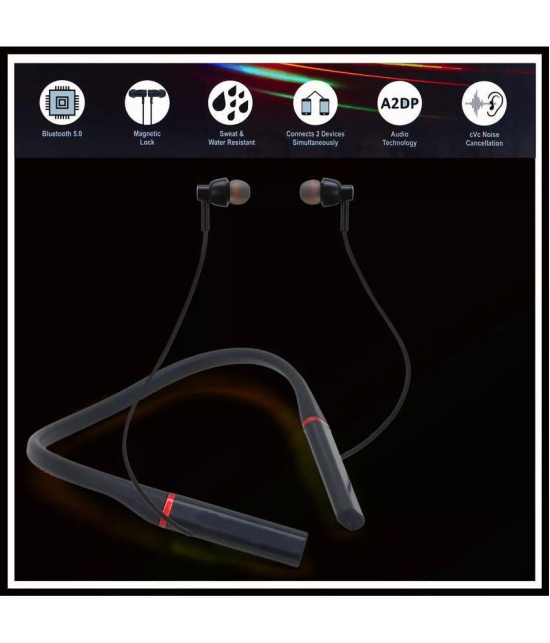 VEhop Thunderbass 20hrs In Ear Bluetooth Neckband 20 Hours Playback IPX4(Splash & Sweat Proof) Powerfull bass,Fast charging -Bluetooth V 5.0 Black